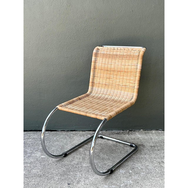 Vintage Mies Van Der Rohe for Knoll Woven Rattan Cantilevered Chair For Sale - Image 9 of 15