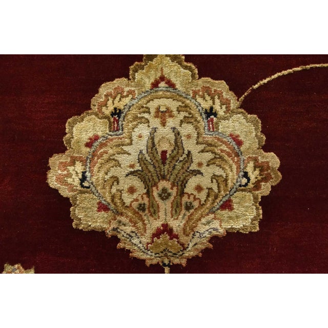 Red Agra Rug 9’1” X 12’3” Red Wool/Silk Traditional Hand-Knotted Oriental Carpet For Sale - Image 8 of 12