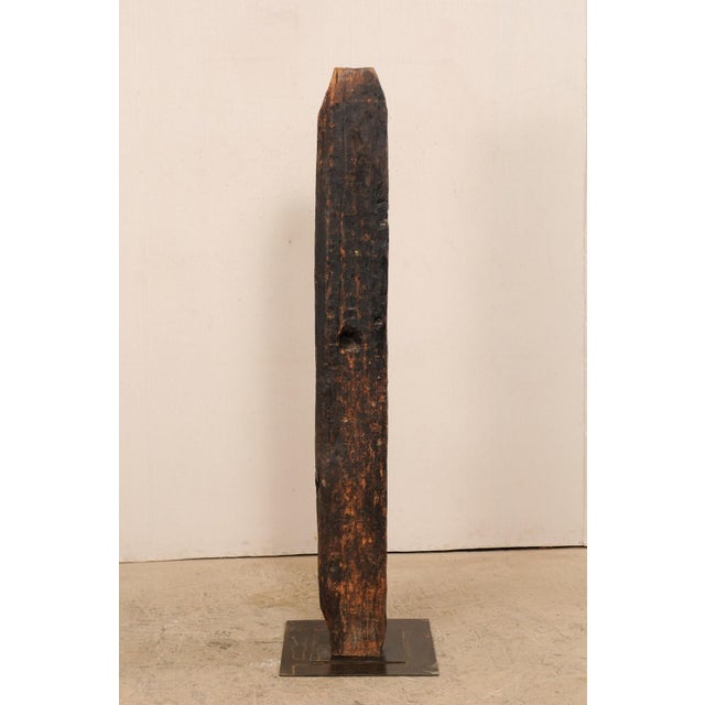 Coffee Early 20th Century Central Asian Carved Wood Beam on Stand For Sale - Image 8 of 11