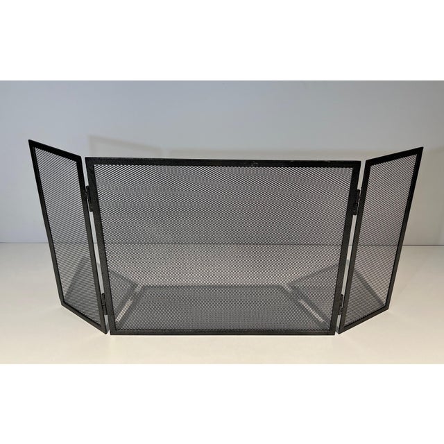 Black Steel Fireplace Screen. French. Circa 1970 For Sale - Image 8 of 9