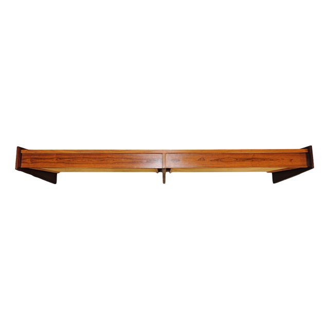 Vintage Wooden Floating Wall Console, 1960s For Sale