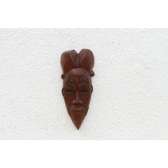 African Wired Inlay Carved Mask For Sale - Image 3 of 7