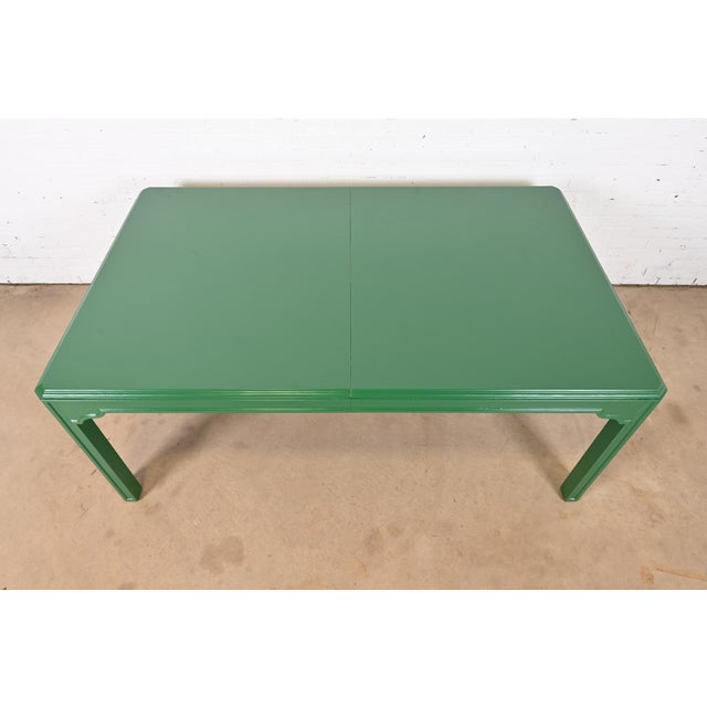 1970s Drexel Heritage Mid-Century Hollywood Regency Green Lacquered Dining Table, Newly Refinished For Sale - Image 5 of 10