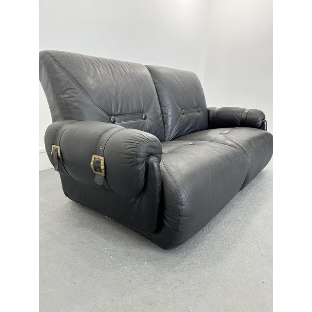 Modular Leather Black Sofa, 1960s For Sale - Image 10 of 14