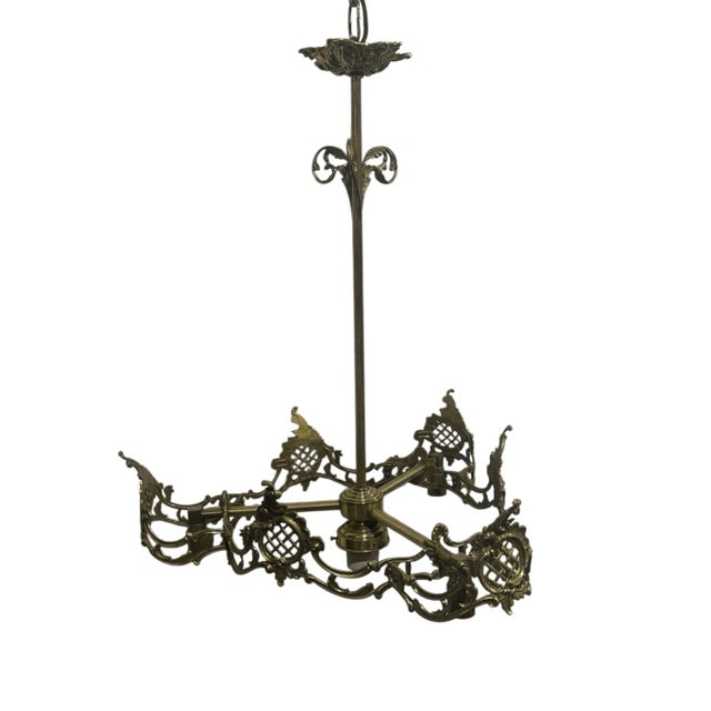 Mid 19th Century Antique Victorian / Rococo Style Bronze Veritaele 3 Arm Chandelier For Sale - Image 5 of 11