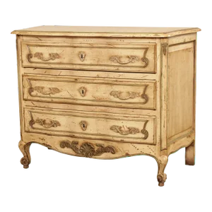 French Louis XV Style Distressed Painted 3 Drawer Chest