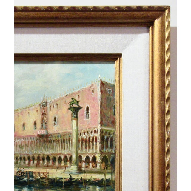 Paint Marcello Vianello View Of Busy St. Mark'S Square With The Doge'S Palace C. 1950 Painting For Sale - Image 7 of 8