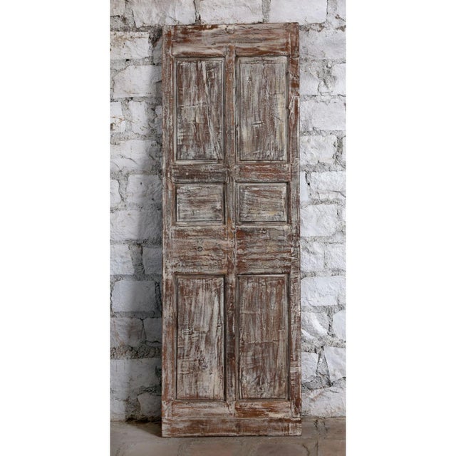 Mid-Century Modern Vintage Floral Carved Reclaimed Wood Single Barn Door – Architectural Statement Piece 80x27 For Sale - Image 3 of 4