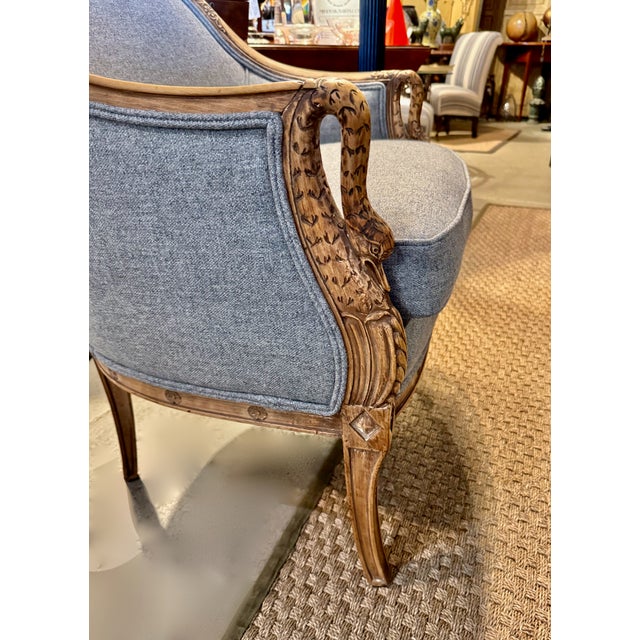 Pair Empire-Style Barrel-Back Bergeres, C. 1935-1940's For Sale In Los Angeles - Image 6 of 13