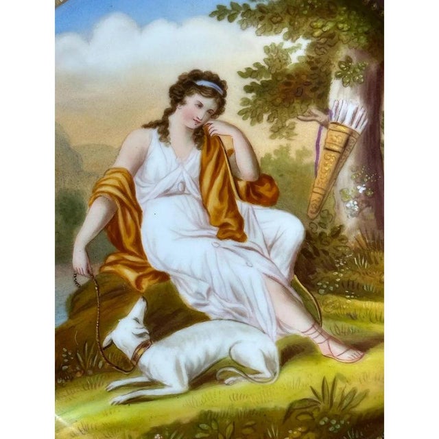 Antique Gilded Porcelain Diana Plate from Royal Vienna, 19th Century For Sale - Image 5 of 11
