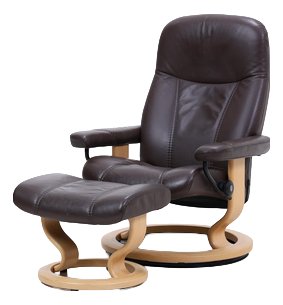 Set of Consul Recliner with Ottoman in Leather from Stressless