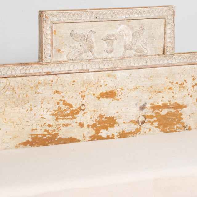 19th Century Swedish Gustavian Original Gray Painted Pine Bench For Sale - Image 6 of 17