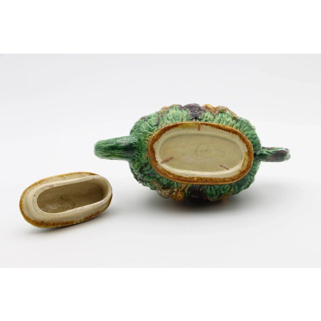 1900s Portuguese Palissy Ware Faux Bois Hunting Tea Pot, Antique For Sale - Image 12 of 13