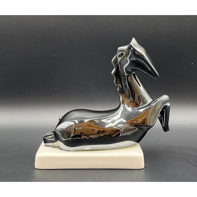 Fran Mar after Franz Marc, Resting Horse, 1970s, Ceramic Sculpture with Platinum Glaze For Sale - Image 4 of 16