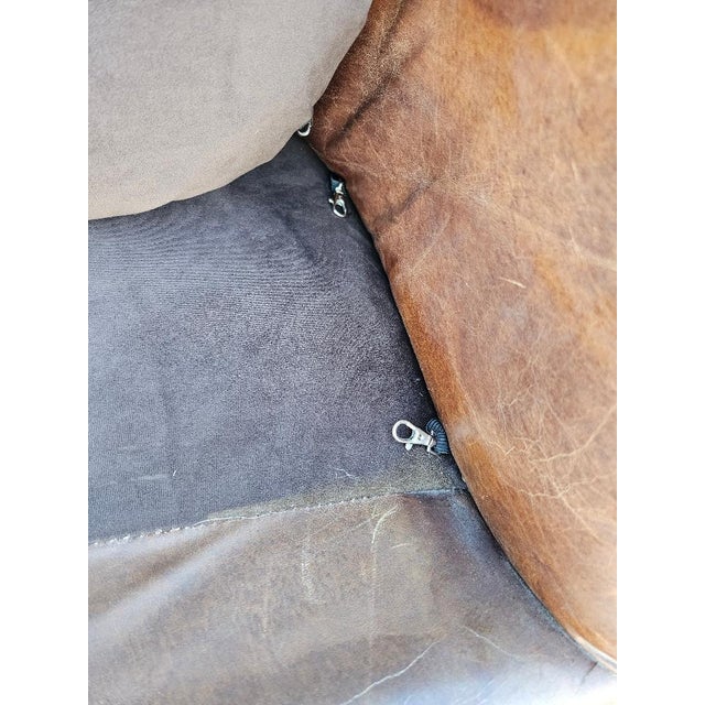 5 Foot Restoration Hardware Churchill Tufted Leather Sofa Loveseat For Sale - Image 16 of 18
