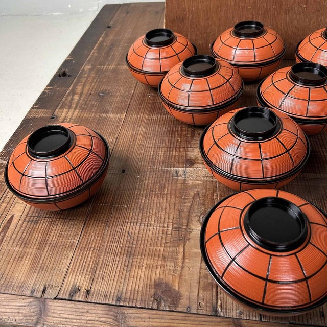 Black Lacquered Wooden Nuri Owan Serving Bowls, Japan, 1970s, Set of 10 For Sale - Image 8 of 18