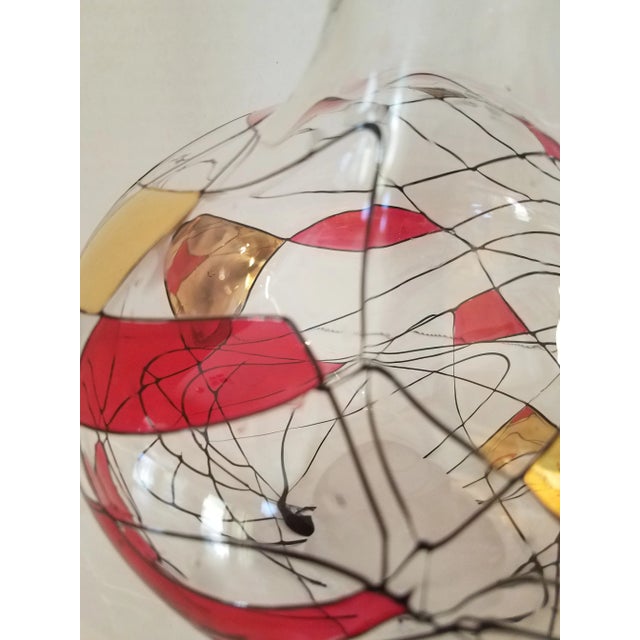 Abstract Art Glass Angled Base Hand Blown Vase For Sale - Image 3 of 6