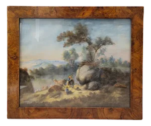 French Artist, Country Landscape, 19th Century, Pastel, Framed