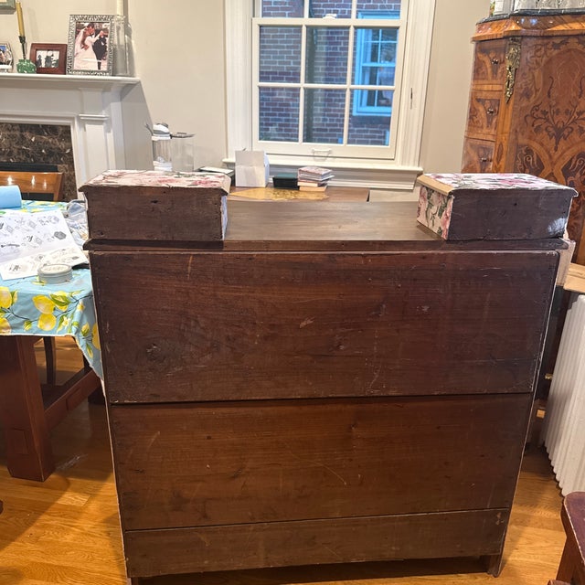19th Century French Country Romantic Blush Dresser With Floral Decoupage & Matching Jewelry Boxes For Sale - Image 4 of 8