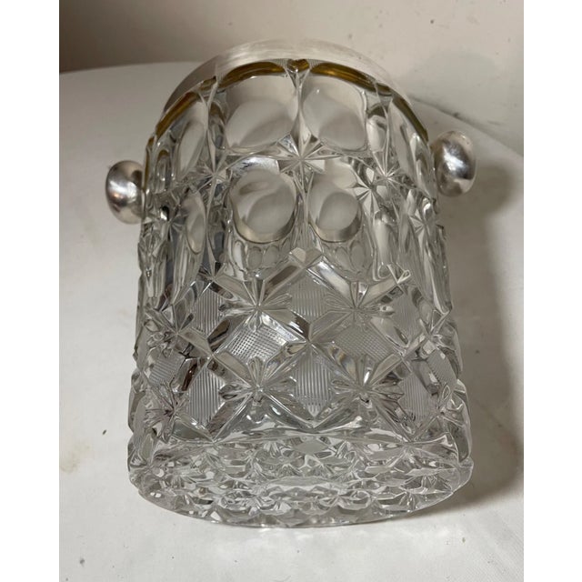 1920s Large Antique Silverplate Cut Crystal Glass Champagne Wine Chiller Ice Bucket For Sale - Image 5 of 12