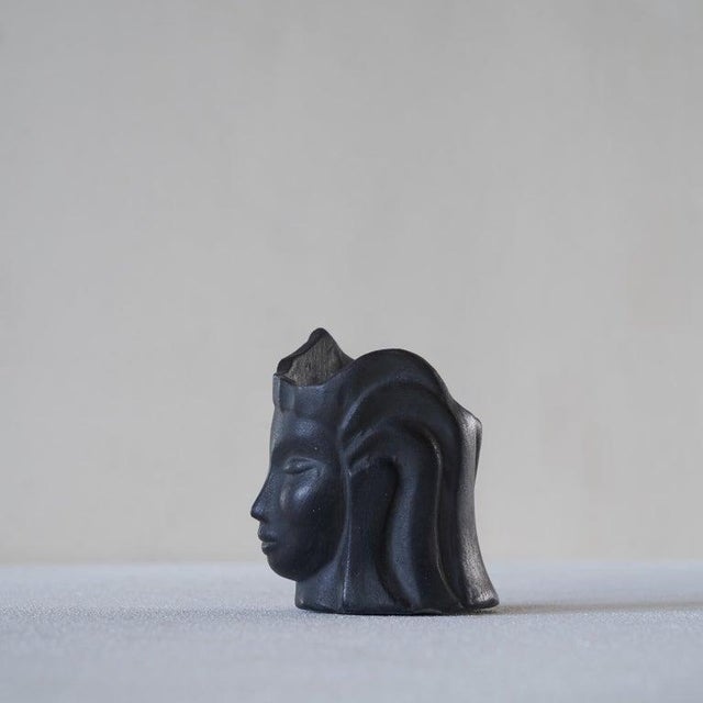 Gio Ponti Bucchero Female Head Ceramic Pencil Holder by Carlo Alberto Rossi for Gio Ponti, 1960s For Sale - Image 4 of 7