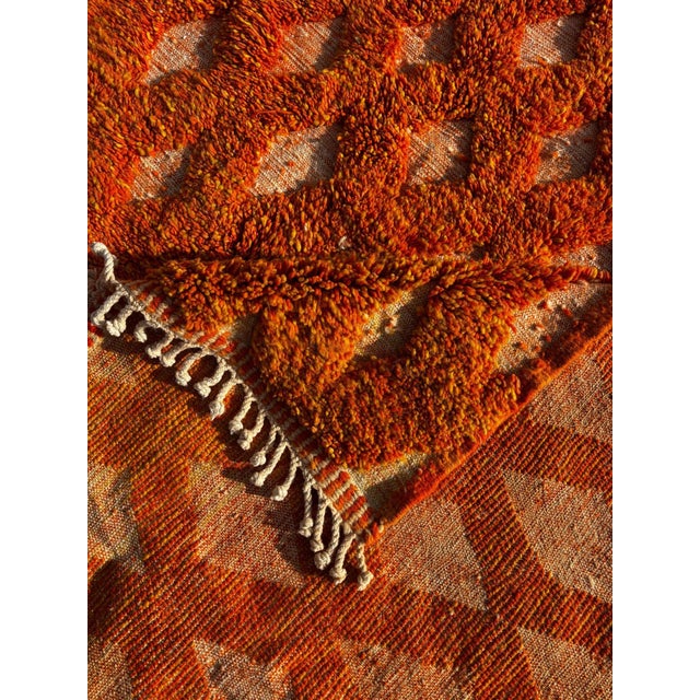 Orange Moroccan Wool Rug For Sale - Image 11 of 12