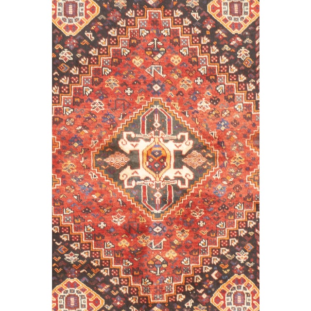 Tribal Vintage Hand-Knotted Persian Qashqai Rug 3'10" X 5'2" For Sale - Image 3 of 15