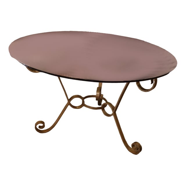 Vintage Brass and Glass Round Table, 1950s For Sale