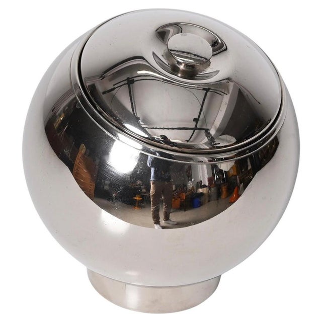 Italian Round Ice Bucket in Chrome by Aldo Tura, Italy, 1970s For Sale - Image 15 of 15