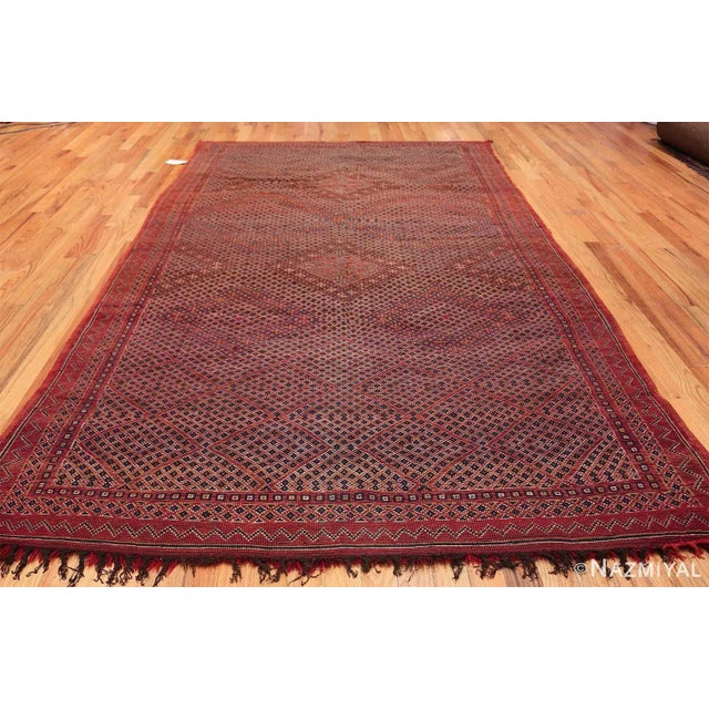 Nazmiyal Collection Vintage Double Sided Shaggy Red Moroccan Berber Rug For Sale - Image 4 of 11