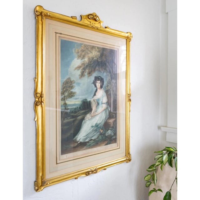 English Giltwood Mezzotint of Thomas Gainsboroughs Mrs Richard Brinsley Sheridan For Sale - Image 3 of 8