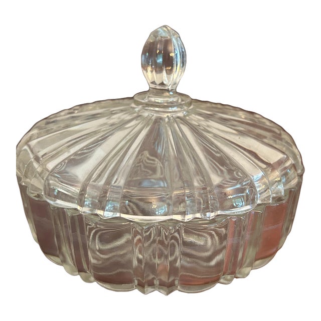 1930s Glass Covered Candy Dish For Sale