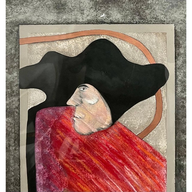 Red Ramon Carulla, Cuban Art Abstract Oil Painting Latin American Mixed Media Ramon Carulla For Sale - Image 8 of 9