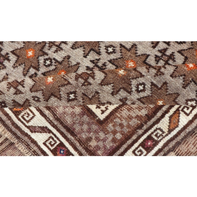 Antique Baluch Tribal Rug With Allover Geometric Diamond Design on a Grey Ground 4'4 X 8'1 For Sale - Image 10 of 11