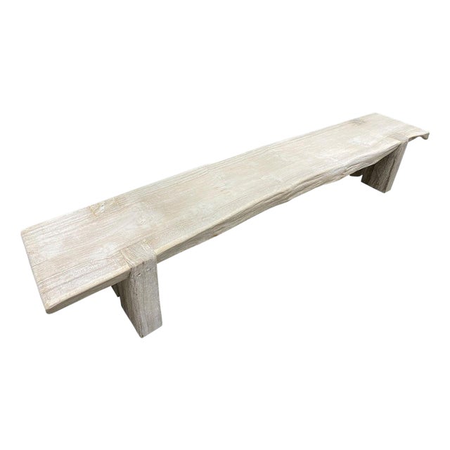 Andrianna Shamaris Bleached Teak Wood Long Bench For Sale