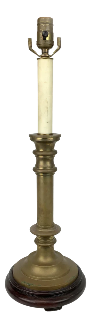 1970s Traditional Brass Empire Column Lamp
