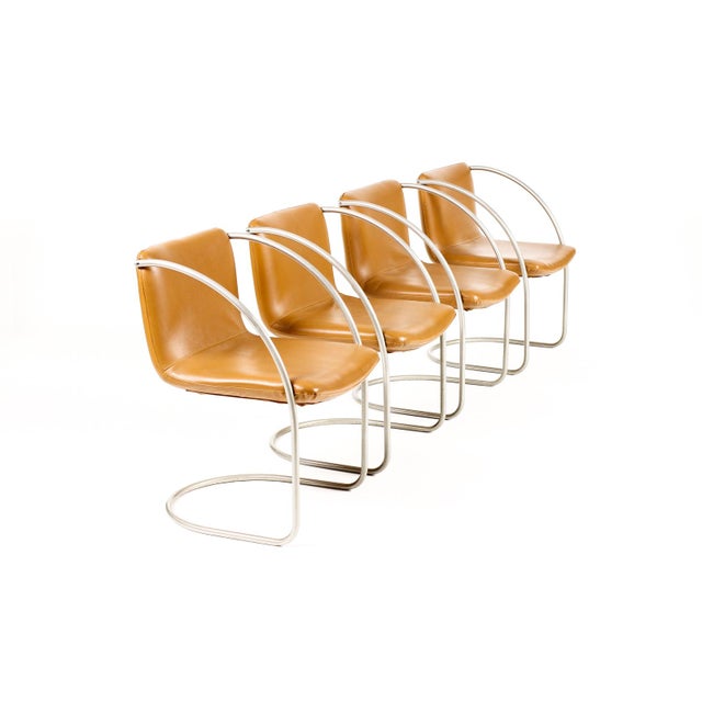 #2199 — Vintage Mid Century Tubular Chrome Italian Lens Armchairs — Attributed to Giovanni Offredi for Saporiti — Set of...