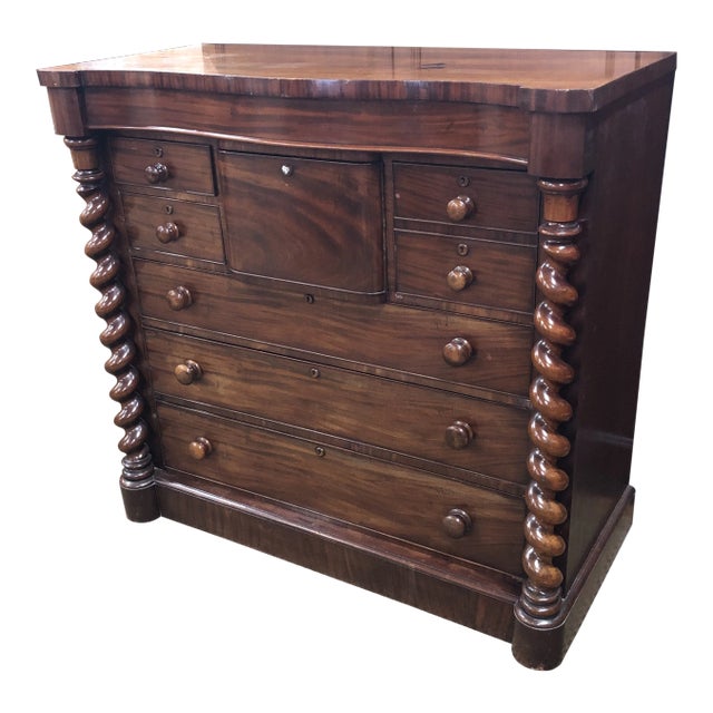 Mid 19th Century Mahogany Barley Twist Gents Chest For Sale