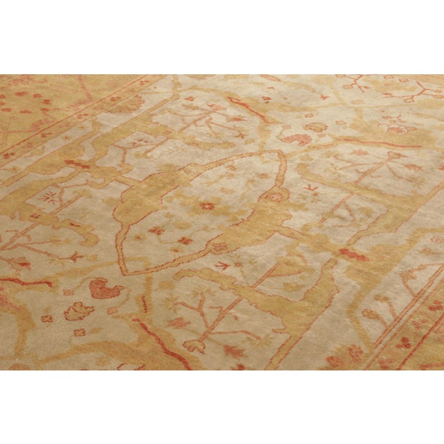 1950s Vintage Oushak Rug in Gold & Orange With Floral Patterns - Rug & Kilim For Sale - Image 5 of 9