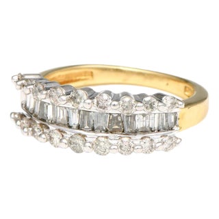 14KW Baguette & Round Diamond(1.10) Ring, size 5.75 For Sale