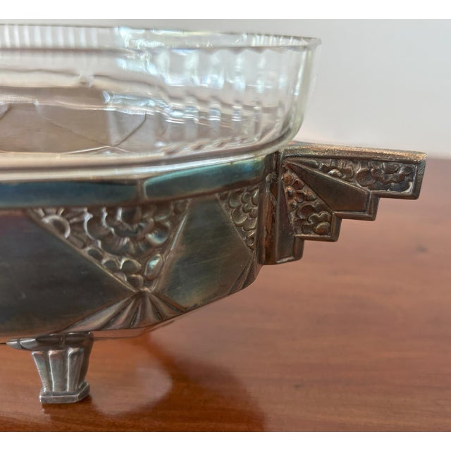 Metal French Art Deco Silver-Plated and Glass Centerpiece by Orfèvrerie Dilecta, 1930s For Sale - Image 7 of 18