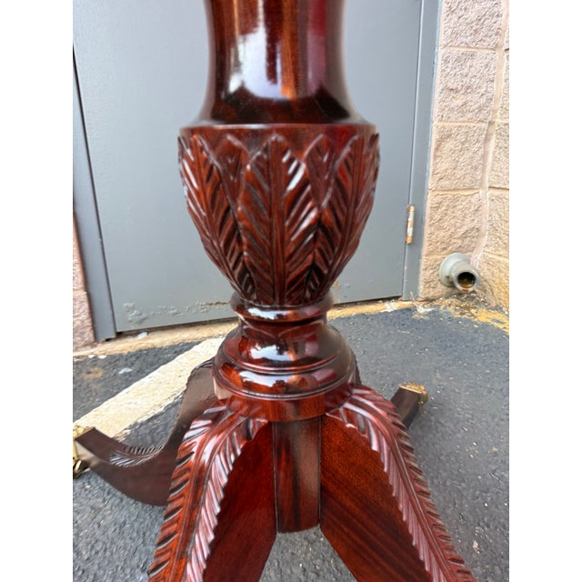 Stickley Georgian Style Inlaid Mahogany Pedestal Base Dining Table or Center Table For Sale - Image 18 of 18
