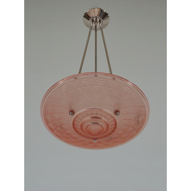 Art Deco French Art Deco Pendant Light by H. Petitot 1930s France For Sale - Image 3 of 10