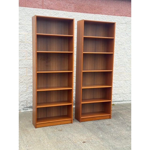 Mid-Century Modern Pair of Tall Mid-Century Modern Scandinavian Bookcases, 83.5" Tall For Sale - Image 3 of 12