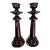 Faux Bois Rosewood Ceramic Candleholders - A Pair For Sale