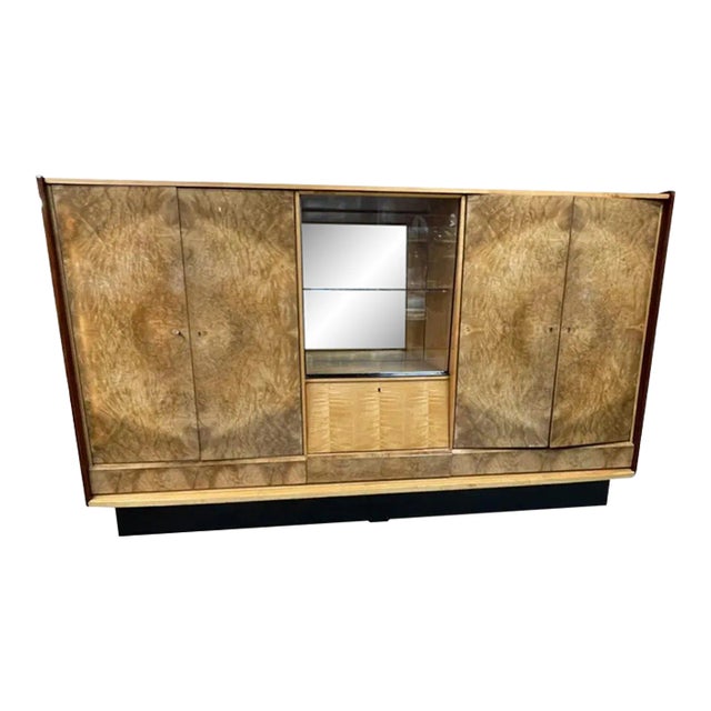 1950s French Deco Style Burlwood Cabinet For Sale