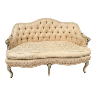 A Nice Vintage French Canapé Style Paint Decorated Love Seat, Circa 1950’s For Sale