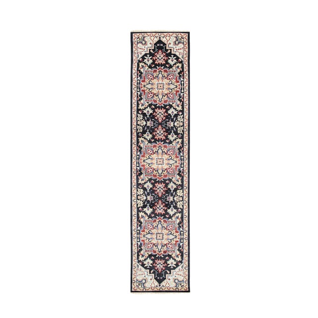 2'6"x8 Inviting Oriental Navy Medallion Traditional Hand Knotted Wool Carpet Rug For Sale
