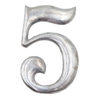 Vintage Aluminum House Number Five For Sale