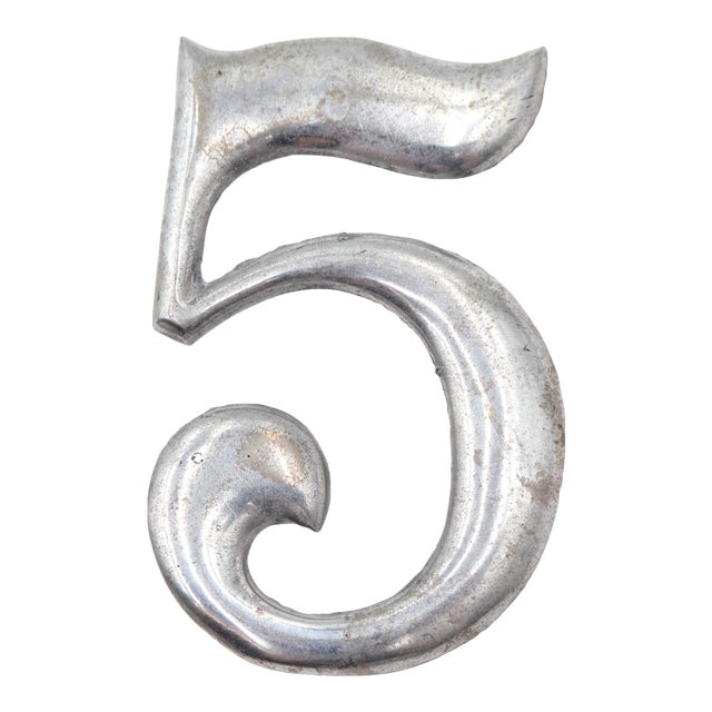Vintage Aluminum House Number Five For Sale